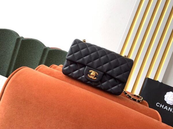 Chanel Classic Flap Bag 20cm Gold Hardware Caviar Leather Spring/Summer Collection Black - Image 2