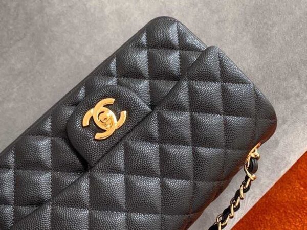 Chanel Classic Flap Bag 20cm Gold Hardware Caviar Leather Spring/Summer Collection Black - Image 9
