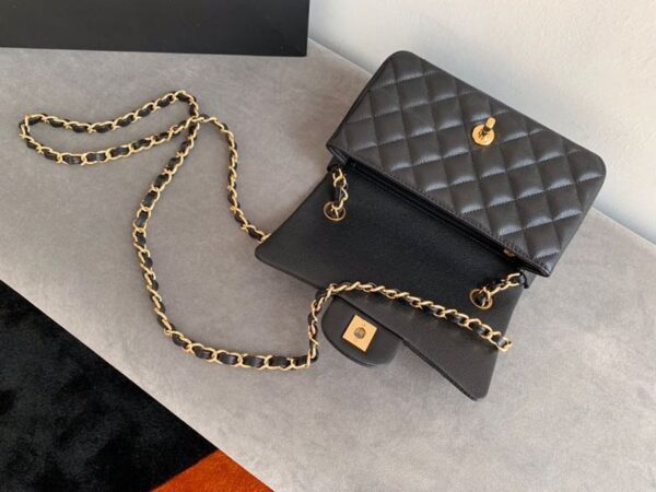 Chanel Classic Flap Bag 20cm Gold Hardware Caviar Leather Spring/Summer Collection Black - Image 8