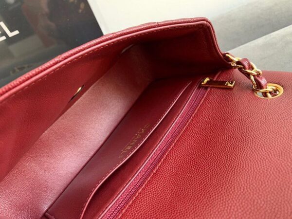Chanel Classic Flap Bag 20cm Gold Hardware Caviar Leather Spring/Summer Collection Burgundy - Image 8
