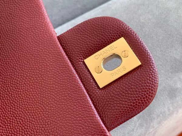 Chanel Classic Flap Bag 20cm Gold Hardware Caviar Leather Spring/Summer Collection Burgundy - Image 6