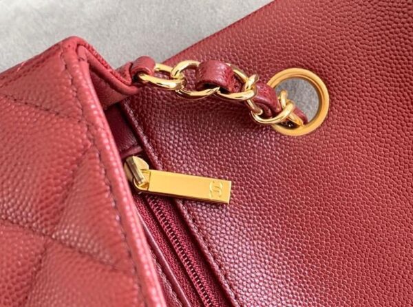 Chanel Classic Flap Bag 20cm Gold Hardware Caviar Leather Spring/Summer Collection Burgundy - Image 7