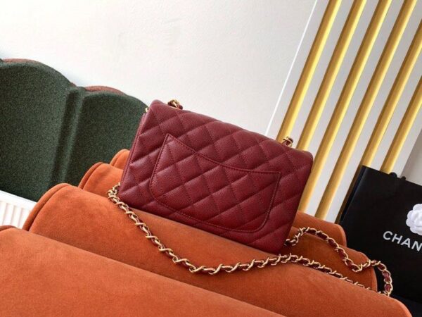 Chanel Classic Flap Bag 20cm Gold Hardware Caviar Leather Spring/Summer Collection Burgundy - Image 10