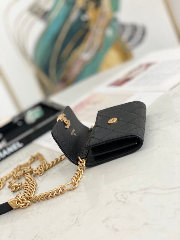 Chanel Flap Bag Mini Gold 12cm Black - Image 5
