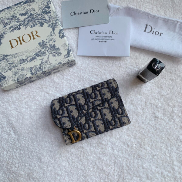 Christian Dior Saddle Flap Card Holder Black Wallet 11cm - Image 4