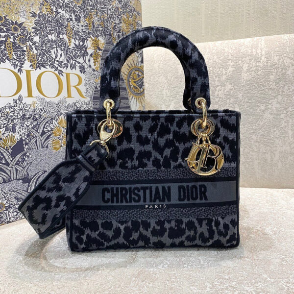 Christian Dior Medium Lady D-Lite Bag 24cm Leopard
