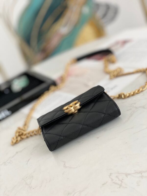 Chanel Flap Bag Mini Gold 12cm Black - Image 4