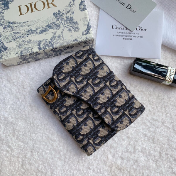 Christian Dior Saddle Flap Card Holder Black Wallet 11cm - Image 4