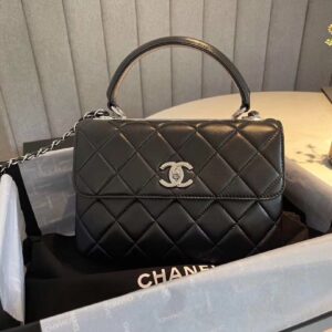 Chanel Classic Flap Bag Silver Hardware 25cm Black
