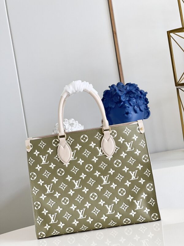 Louis Vuitton Onthego MM Tote Bag Khaki Green For Women 35cm LV M46060 - Image 3