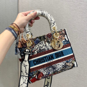 Christian Dior Medium Lady D-Lite Bag 24cm White