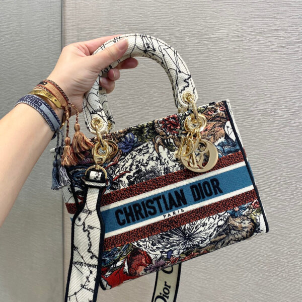 Christian Dior Medium Lady D-Lite Bag 24cm White