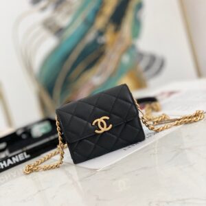 Chanel Flap Bag Mini Gold 12cm Black