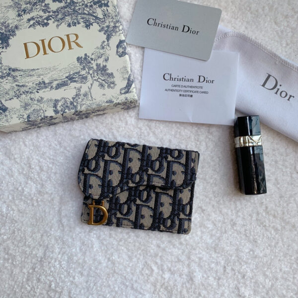 Christian Dior Saddle Flap Card Holder Black Wallet 11cm - Image 3
