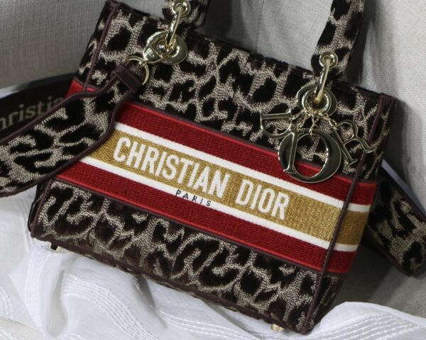 Christian Dior Medium Lady D-Lite Bag 24cm Leopard Brown - Image 4