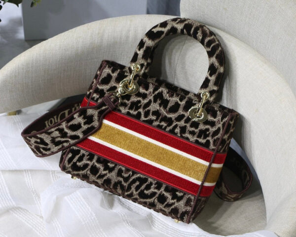 Christian Dior Medium Lady D-Lite Bag 24cm Leopard Brown - Image 5