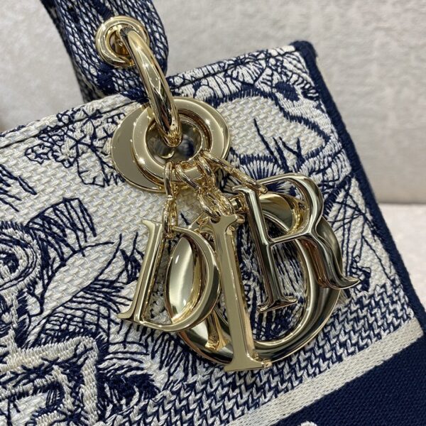 Christian Dior Medium Lady D-Lite Bag 24cm Blue - Image 5