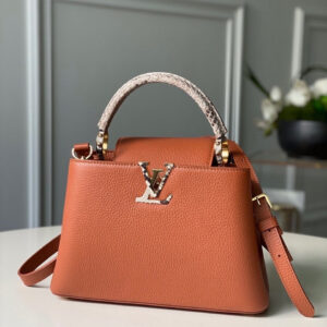 Louis Vuitton Woven Capucines Python Handle Bag 27cm Taurillon Leather Spring/Summer Collection N98388 Cognac