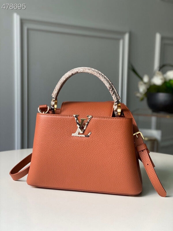 Louis Vuitton Woven Capucines Python Handle Bag 27cm Taurillon Leather Spring/Summer Collection N98388 Cognac