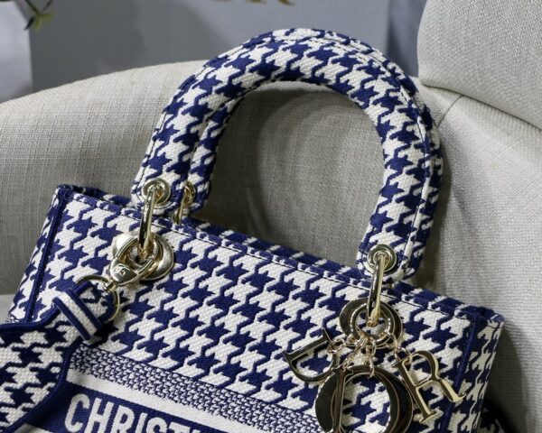 Christian Dior Medium Lady D-Lite Bag 24cm Blue - Image 5