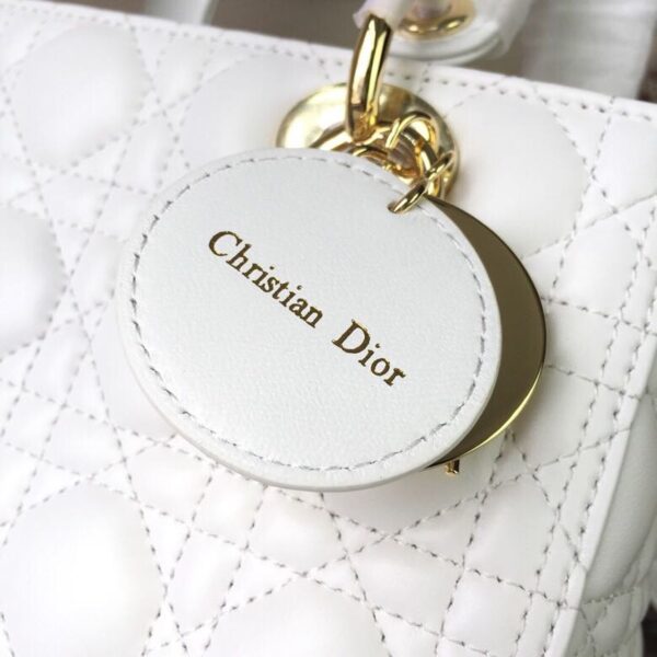Christian Dior Lady Dior Bag 24cm Gold Hardware Lambskin Leather Spring/Summer Collection White - Image 13