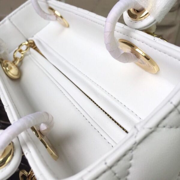 Christian Dior Lady Dior Bag 24cm Gold Hardware Lambskin Leather Spring/Summer Collection White - Image 12