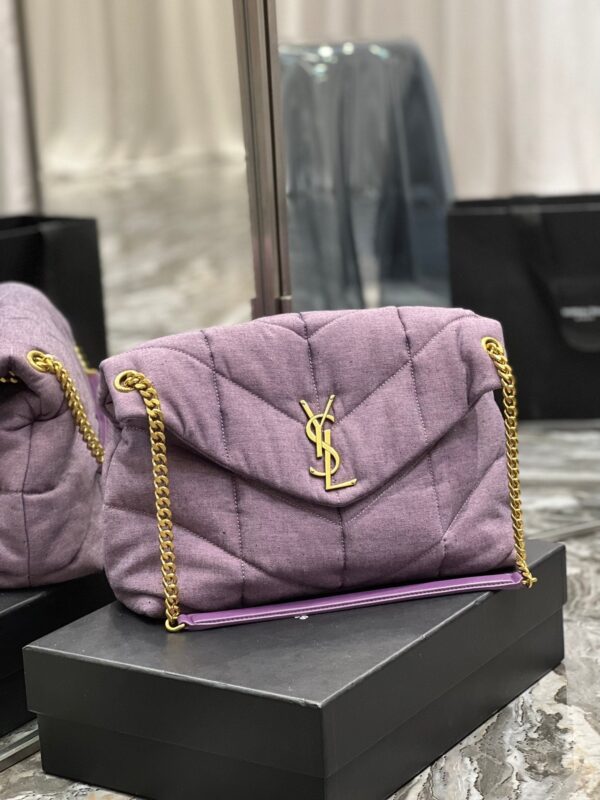 Saint Laurent Puffer Small Chain Bag In Denim 35cm - Image 9