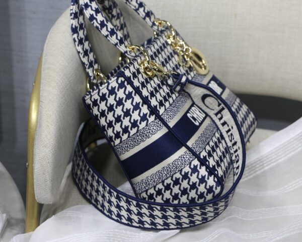 Christian Dior Medium Lady D-Lite Bag 24cm Blue - Image 6