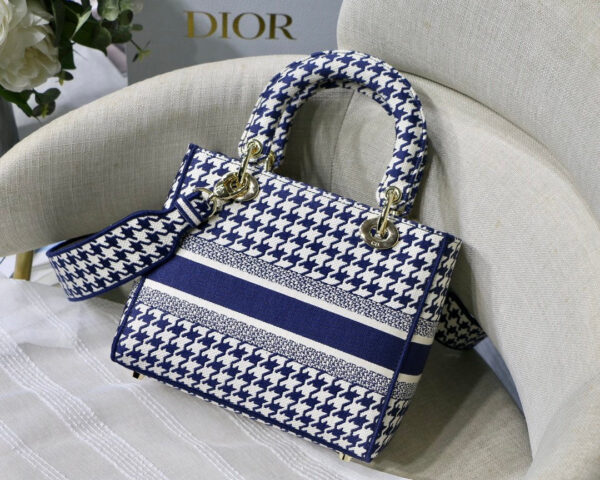 Christian Dior Medium Lady D-Lite Bag 24cm Blue - Image 4