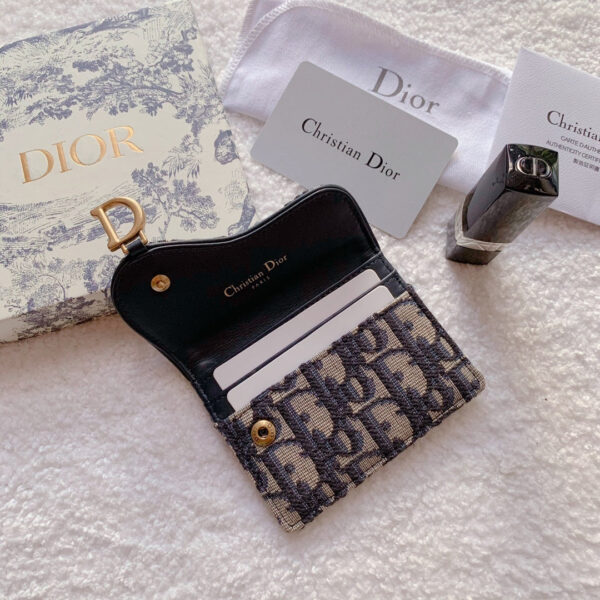 Christian Dior Saddle Flap Card Holder Black Wallet 11cm - Image 4