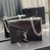 Saint Laurent Cassandra Medium Chain Bag In Grain De Poudre Embossed 22cm Black