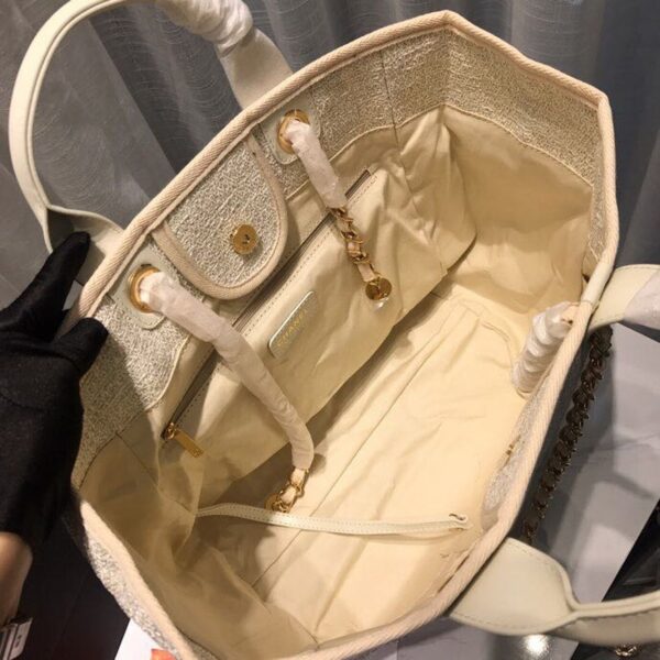 Chanel Deauville Tote 38cm Canvas Bag Spring/Summer Collection, Beige/Cream/Gold/Multi - Image 8