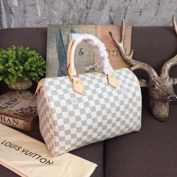 Louis Vuitton Speedy Bag 30cm Damier Azur Canvas Spring/Summer Collection N41370, White - Image 3