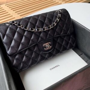 Chanel Classic Flap Bag Silver/Gold Hardware Lambskin/Caviar Leather Spring/Summer Collection Black