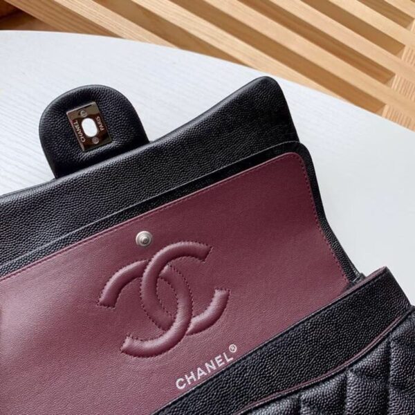 Chanel Classic Flap Bag Silver/Gold Hardware Lambskin/Caviar Leather Spring/Summer Collection Black - Image 5