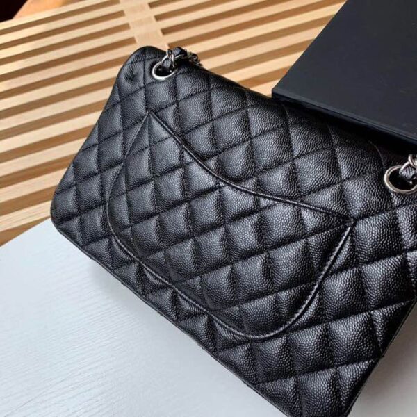 Chanel Classic Flap Bag Silver/Gold Hardware Lambskin/Caviar Leather Spring/Summer Collection Black - Image 9