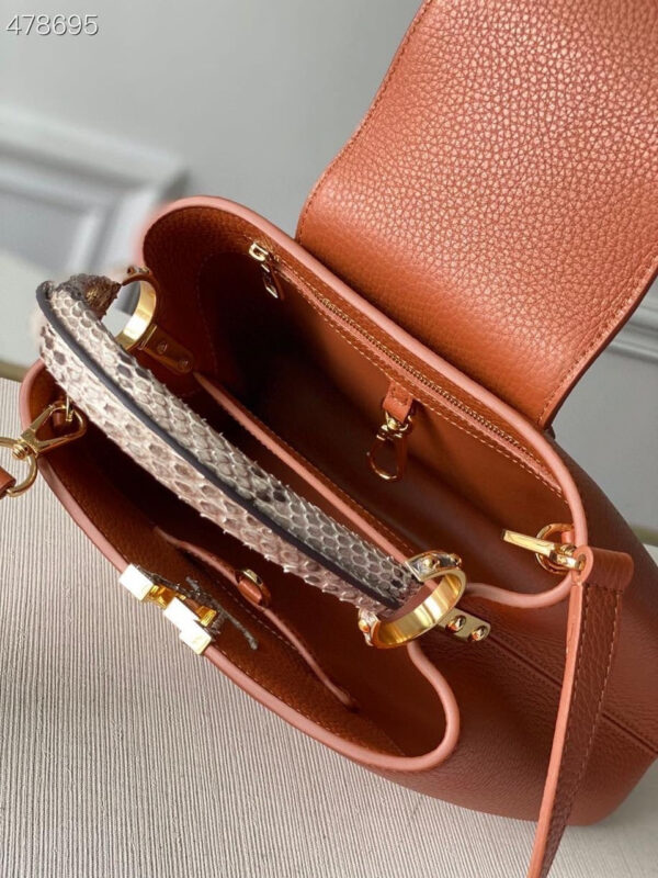 Louis Vuitton Woven Capucines Python Handle Bag 27cm Taurillon Leather Spring/Summer Collection N98388 Cognac - Image 3