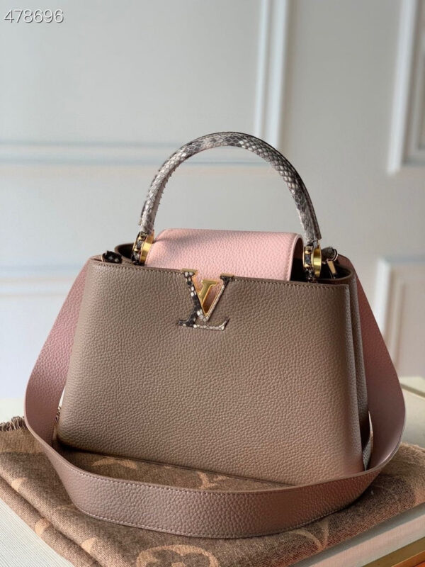 Louis Vuitton Woven Capucines Python Handle Bag 31cm Taurillon Leather Spring/Summer Collection N92802 Pebble