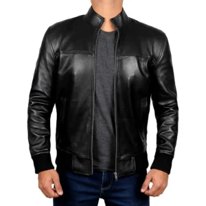 Clark Black Motorcycle Leather Bomber Jackets Men’s
