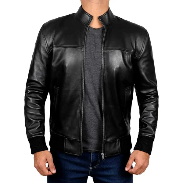 Clark Black Motorcycle Leather Bomber Jackets Men’s