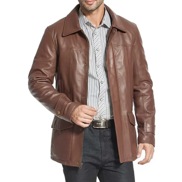 Brown Leather Trench Coat Men’s – Lambskin Leather Coats