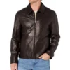 Black Leather Jacket With Collar Men’s – Lampskin Jacket
