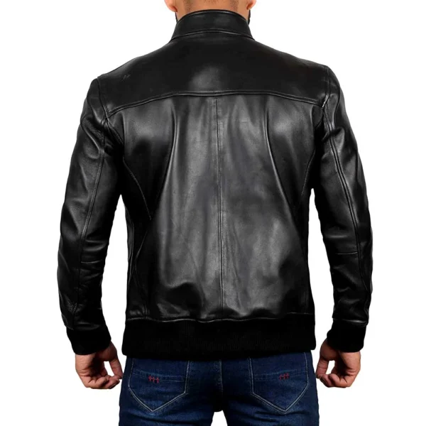 Clark Black Motorcycle Leather Bomber Jackets Men’s - Image 3