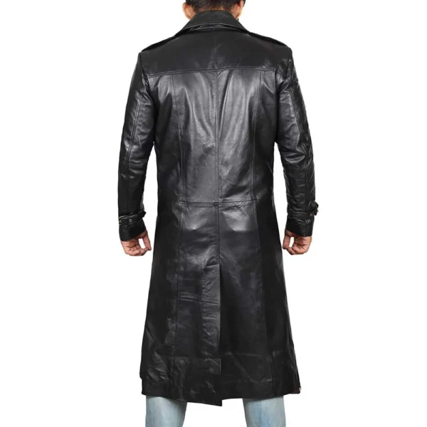 Black Genuine Leather Trench Coat Men’s – Leather Duster Coat - Image 3