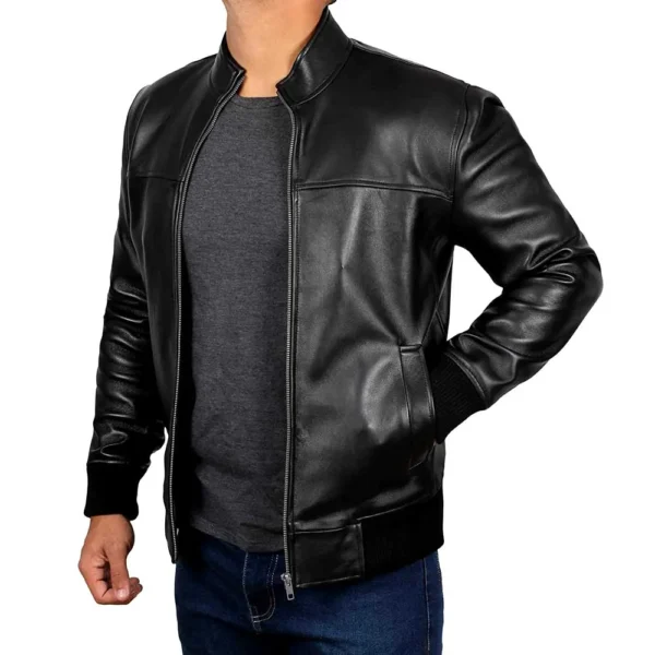Clark Black Motorcycle Leather Bomber Jackets Men’s - Image 4