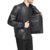 Black Men’s Genuine Leather Bomber Jacket – Real Leather Jacket - Image 3