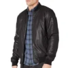 Black Men’s Genuine Leather Bomber Jacket – Real Leather Jacket - Image 4
