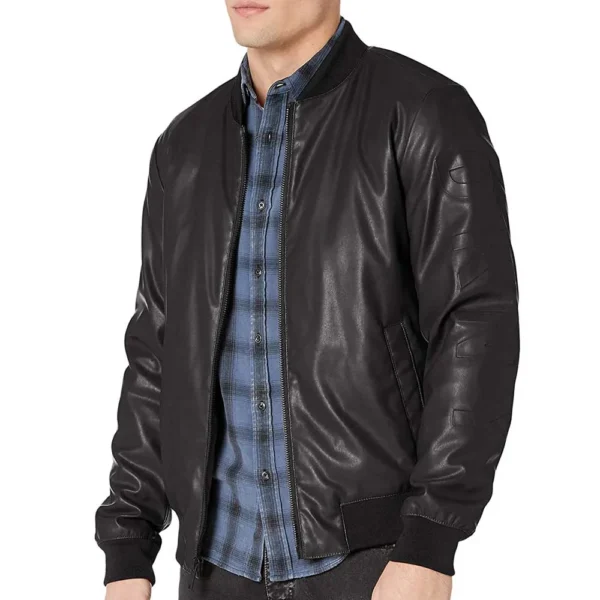 Black Men’s Genuine Leather Bomber Jacket – Real Leather Jacket - Image 4