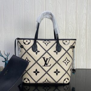 Louis Vuitton Neverfull MM M46039 31cm Cream Beige/Black