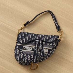 Christian Dior Logo Saddle Bag 25cm Oblique Embroidered Canvas Spring/Summer Collection Black